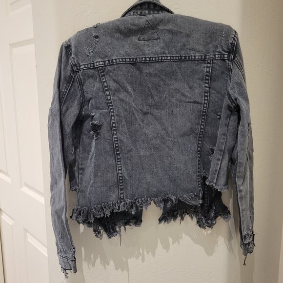 NEW Black Denim Embellished/Destroyed Jacket - Size S - Picture 3 of 12